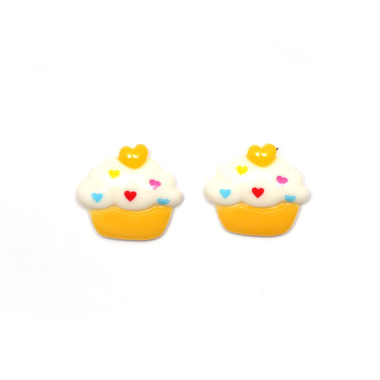 White and yellow cupcake clip-on earrings