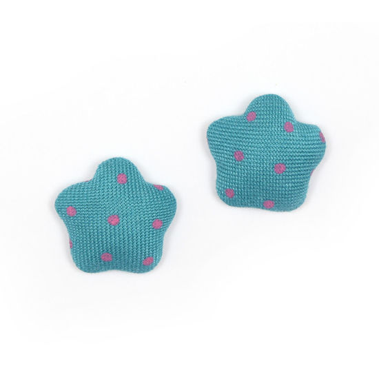 Teal polka dots fabric covered star shape clip-on...