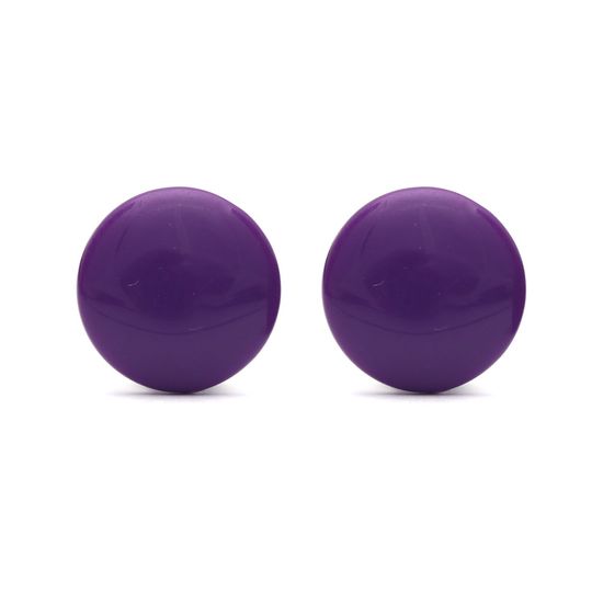 Plain Purple Acrylic Round Button Clip on Earrings