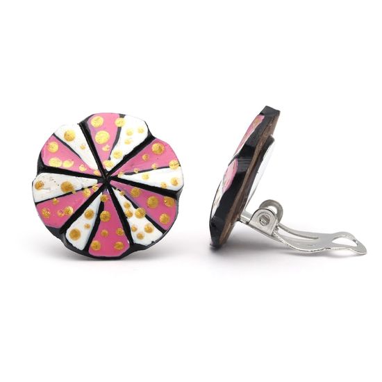 White and Pink with Golden Dots Coconut Shell...