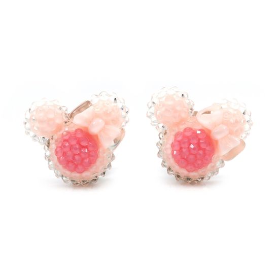 Baby Pink Mouse Shaped Clip On Earrings