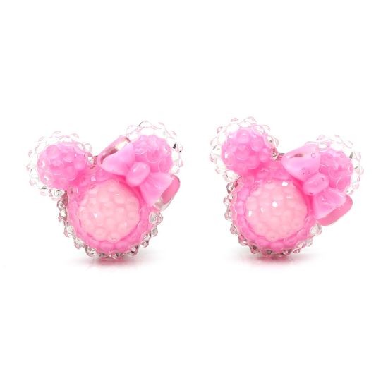 Vibrant Pink Mouse Shaped Clip On Earrings