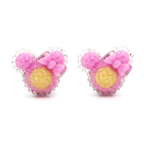 Lilac Yellow Mouse Shaped Clip On Earrings