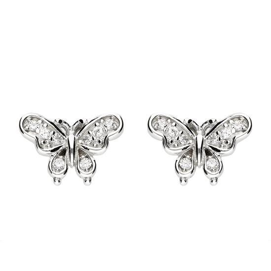 Vintage style Butterfly Stud Earrings with CZ