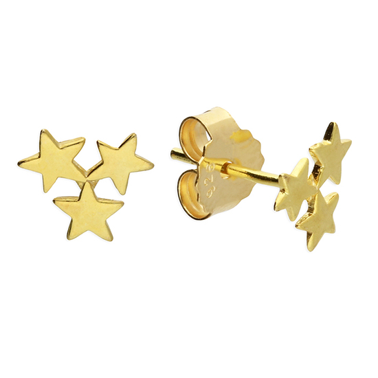 Triple Stars Gold-plated Stud Earrings