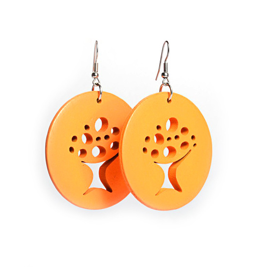 Orange Tree of Life cut out design wooden hoop...