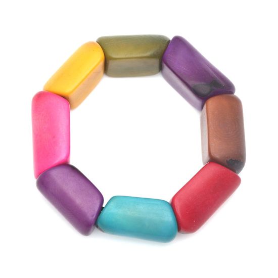 Handmade Colourful Link Tagua Stretch Bracelet