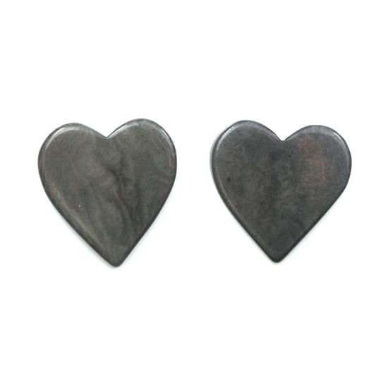 Grey Heart Tagua Clip On Earrings
