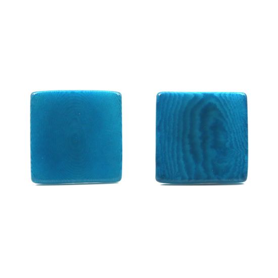 Turquoise Square Tagua Clip On Earrings