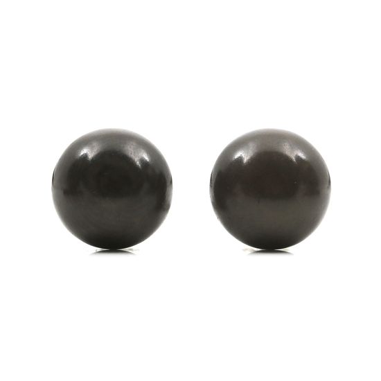 Grey Round Dome Tagua Clip On Earrings