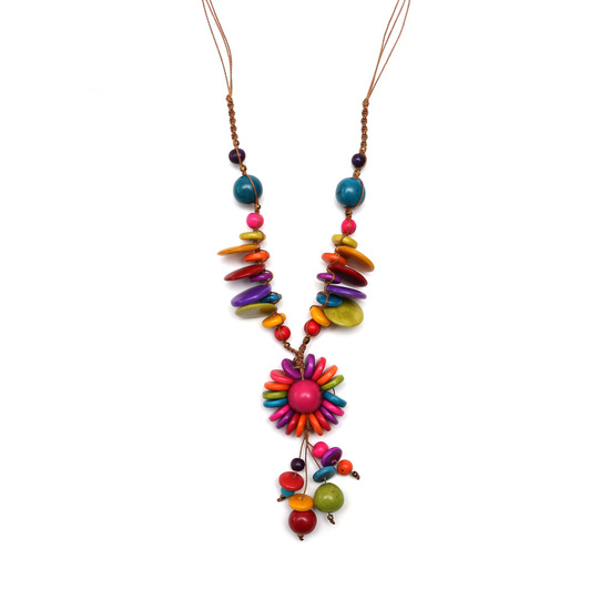 Colourful rainbow colour Tagua adjustable necklace