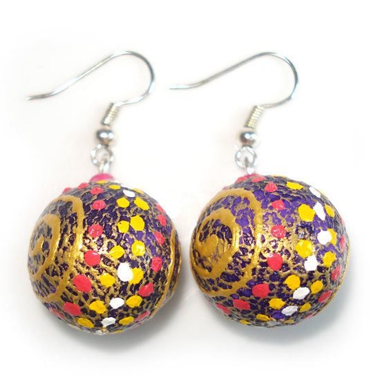 Hand-painted spiral and multi-coloured dots sph