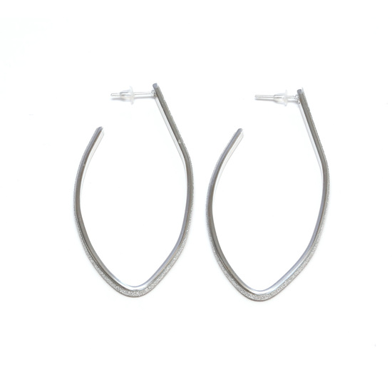 Silver tone V shape earrings with silver glitter