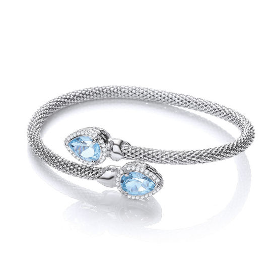 Cross Over Bangle with Blue Topaz