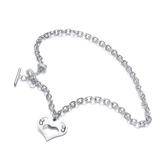 Silver Heart Chain with Floating Swarovski Elements