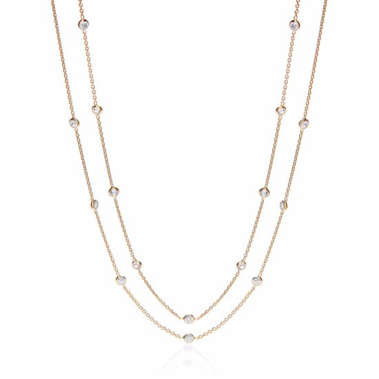 Gold Coated Rubover 23 CZs Necklace 38"