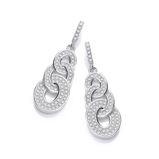 Micro Pavé Oval Intertwined CZ Drop Earrings