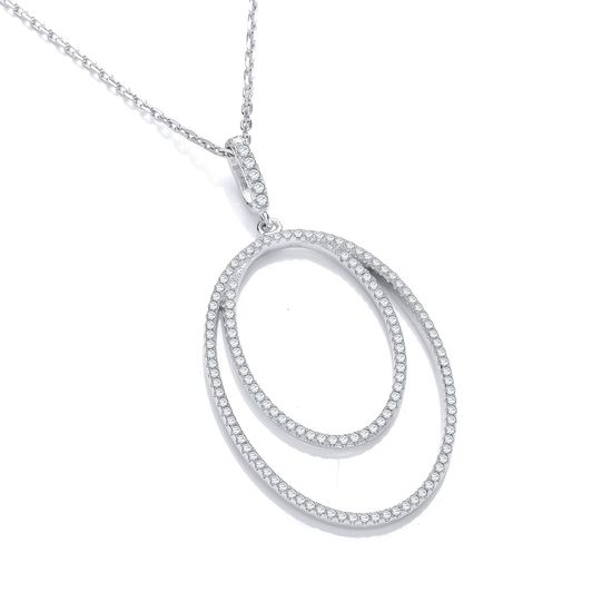 Micro Pavé Oval Double Row CZ Pendant with...