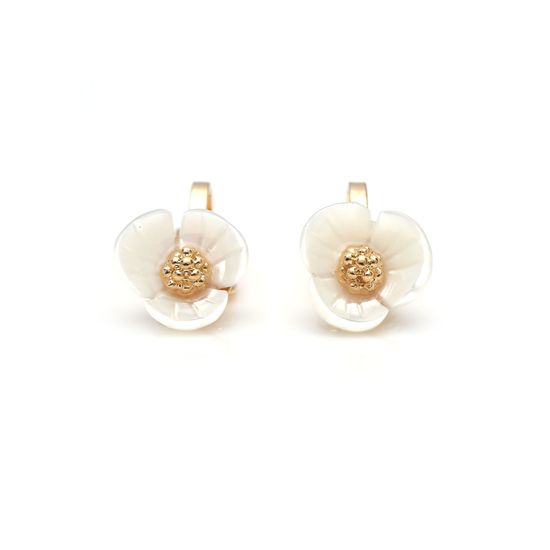 Mother of Pearl Flower Gold-tone Clip-on Earrings