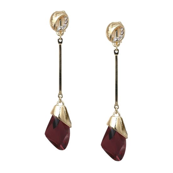 Maroon Butterfly Wing Crystal God-tone Drop Clip...