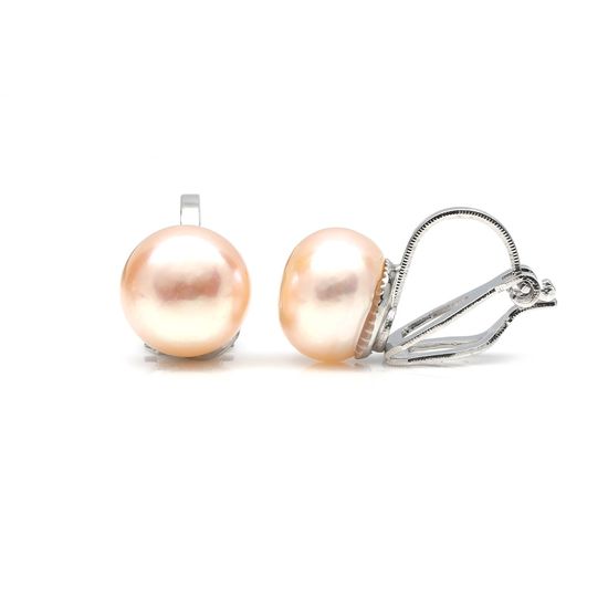 9 - 10 mm Peach Pink Freshwater Pearl Clip On Earrings