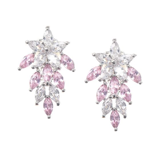 White Gold Plated Pink and Clear Marquise Cubic...