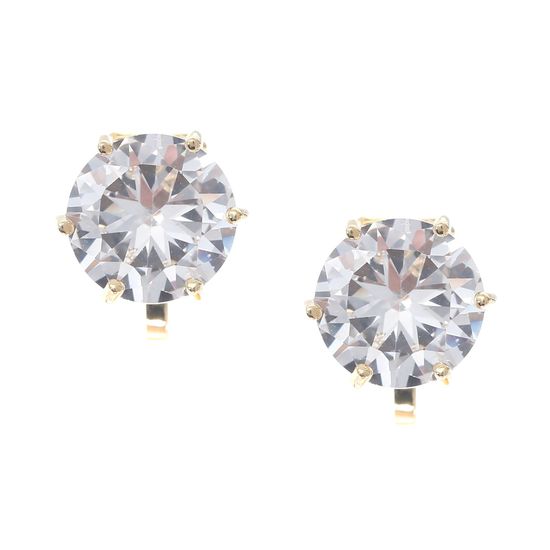 Simulated Diamond April Birthstone CZ Crystal Yellow Gold Plated Clip On Earrings