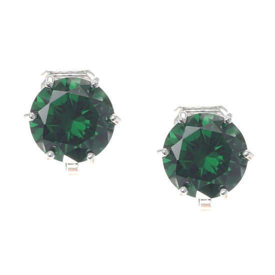 Simulated Green Emerald May Birthstone CZ Crystal White Gold Plated Clip On Earrings