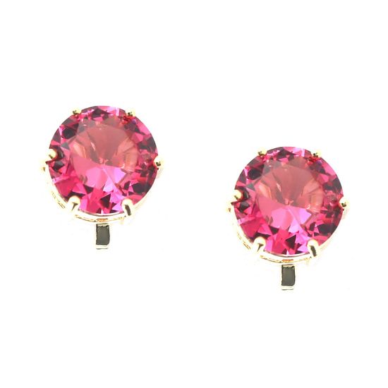 Simulated Tourmaline October Birthstone CZ Crystal Yellow Gold Plated Clip On Earrings