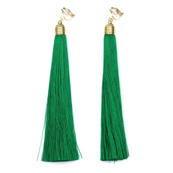 Green Tassel with Gold Tone Ribbed Cap Statement...