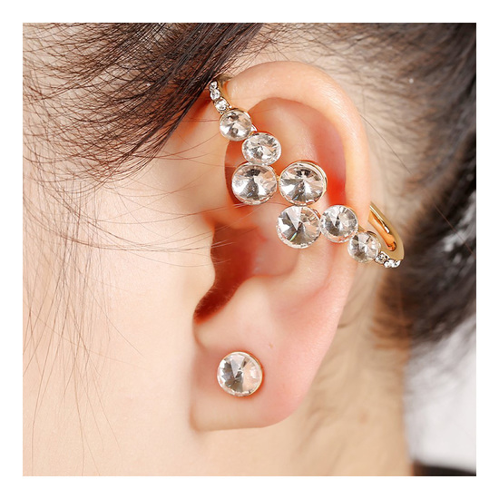 Gold-tone morning dew crystal ear cuff wrap earring