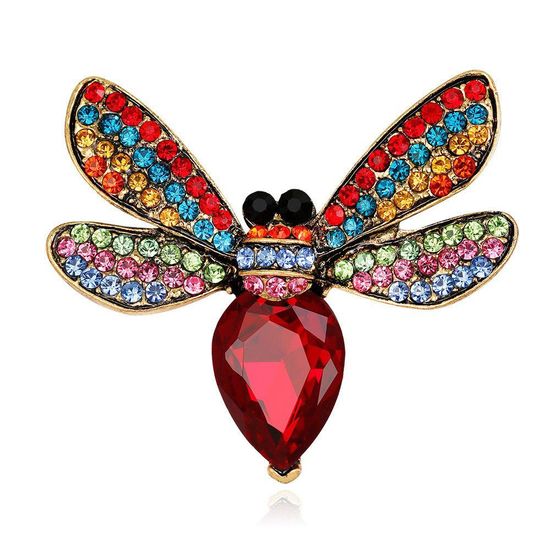 Red Crystal Bee with Colourful Wings 