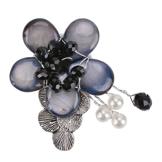 Charming Flower with Black and White Beads 