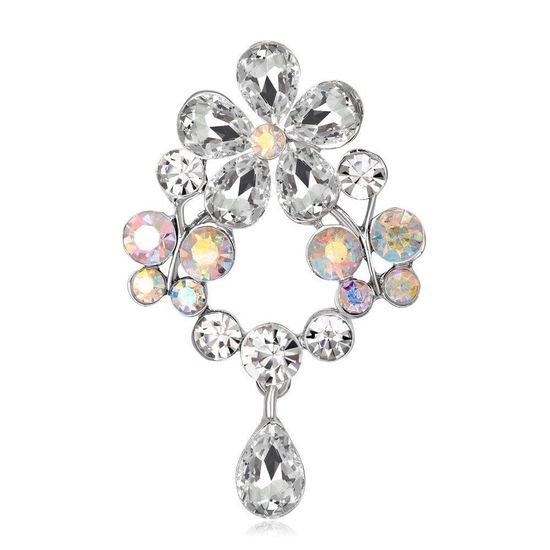 Crystal Flower with Butterfly and Teardrop 