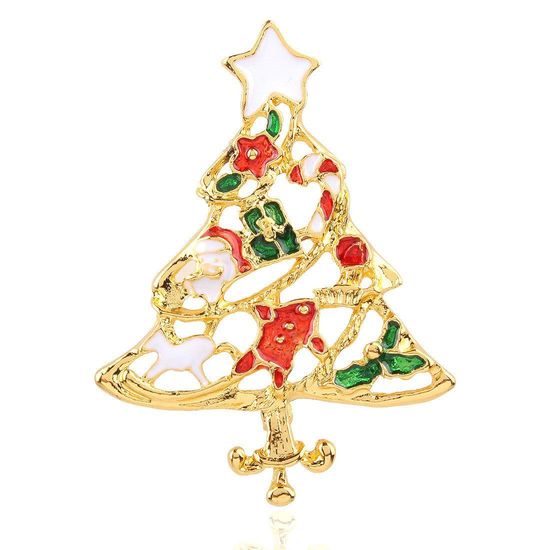 Gold-tone Enamel Christmas Tree 