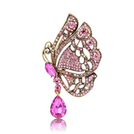 Pink Crystal Diamante Butterfly 