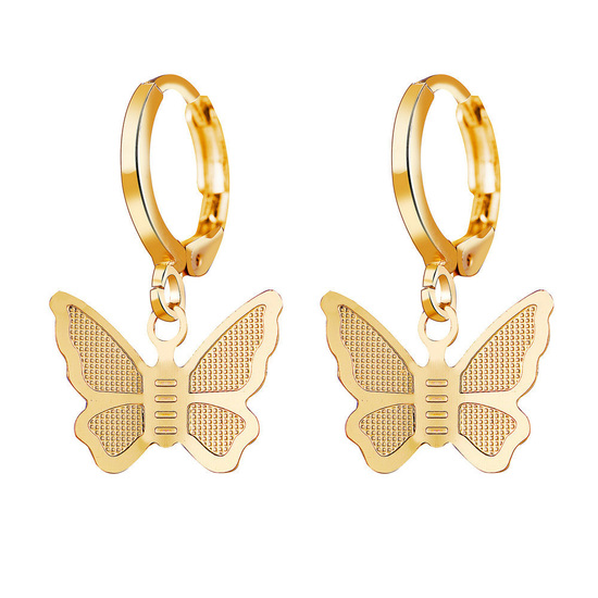 Butterfly Huggie Hoop Earrings in Gold Tone