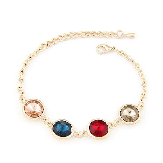 Gold-tone bracelet with multicolured Czech crystals