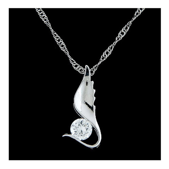 Silver-tone swan with rhinestone pendant necklace