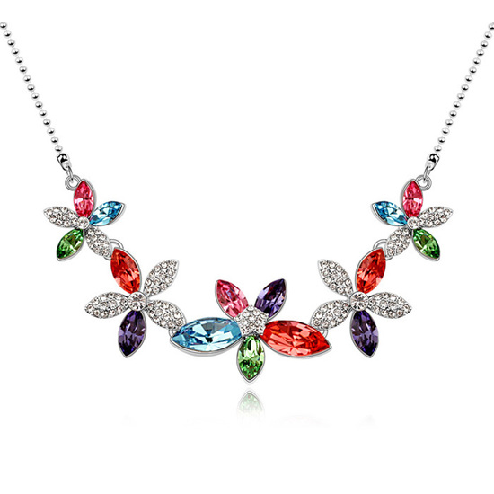 Colourful Swarovski Elements Crystal flowers gold-plated...