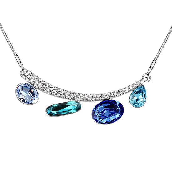 Blue multi Austrian Crystal shapes with CZ pave...