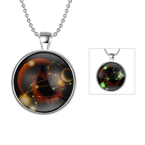 Silver plated noctilucent galaxy round pendant...