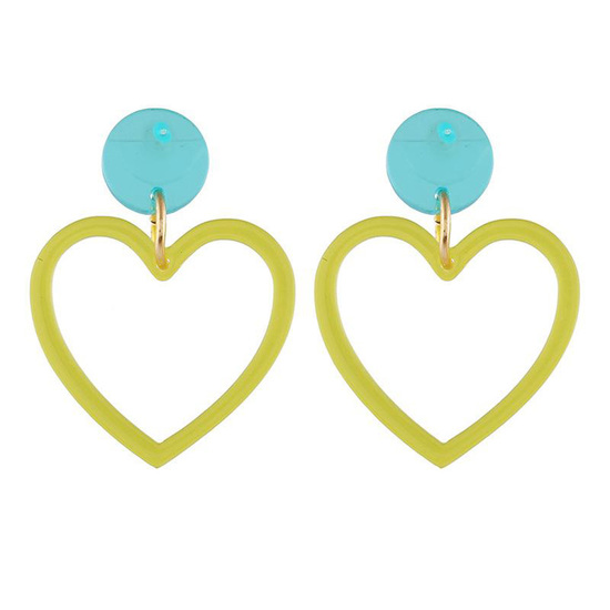 Yellow Transparent Acrylic Heart Drop Earrings