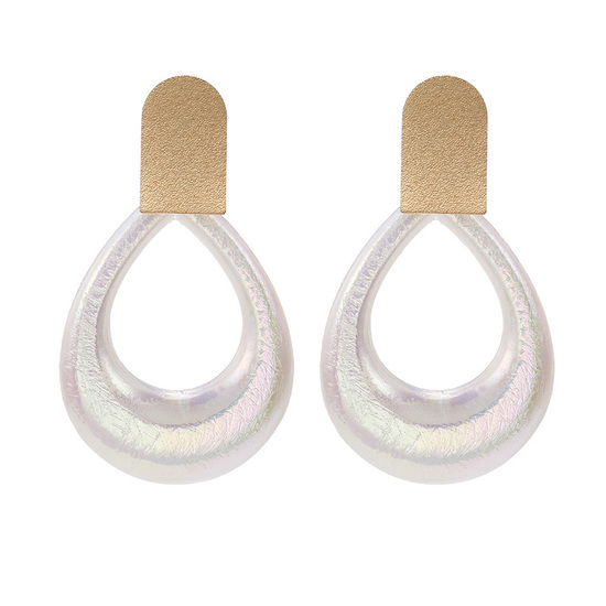 White Teardrop with Gold Tone Crest-Shaped Drop...