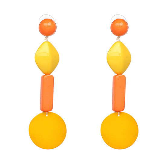 Yellow and Orange 4-Tier Bead Drop Earrings