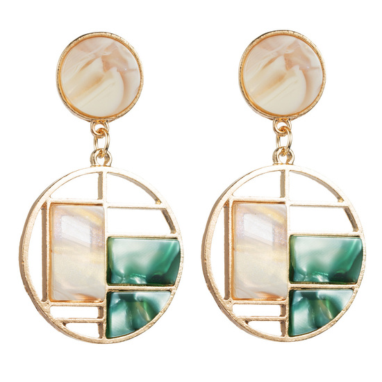 Green and Beige Marble Effect Patchwork Disc Drop...