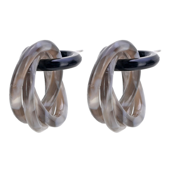 Gray Triple Hoop Link Acrylic Drop Earrings