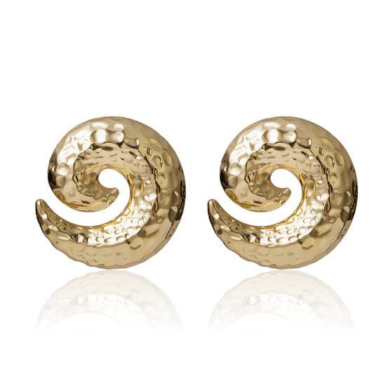 Textured Spiral Gold Tone Stud Earrings