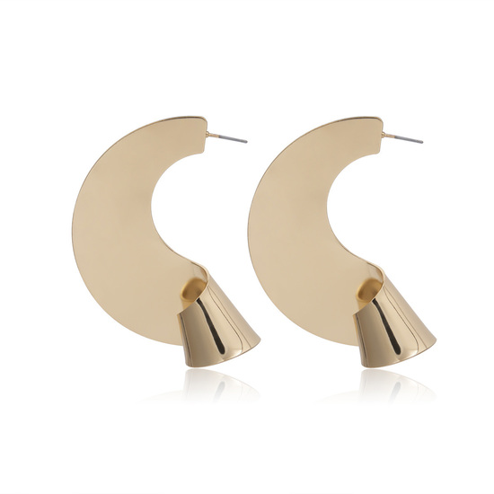 Curly Crescent Gold Tone Stud Earrings
