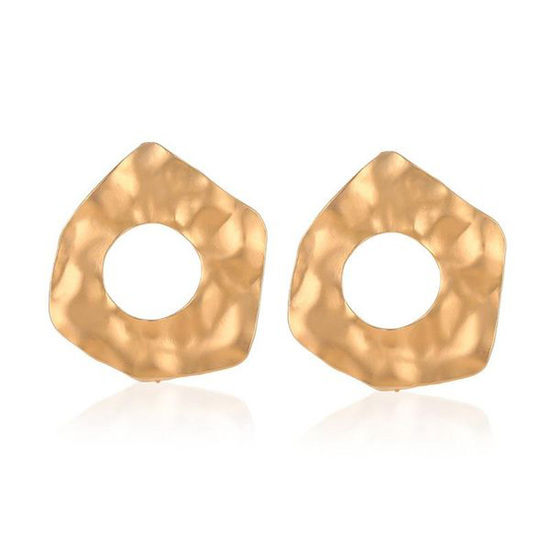 Textured Odd Shape Gold Tone Stud Earrings